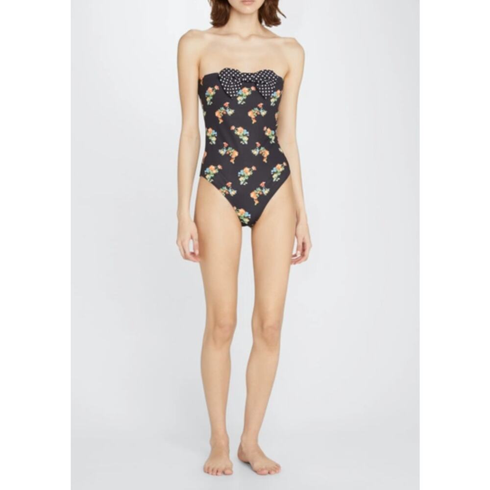 Caroline Constas' Evanna One Piece in Black Floral Bunches Combo, S